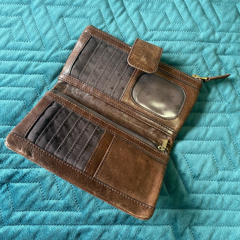 Fossil Brown And Red Patchwork Wallet - image 4